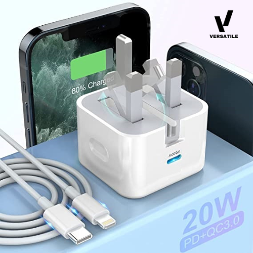 Iphone Usb-C Pd 20w Power Adapter Charger 3 Pin Uk Pin) With cable