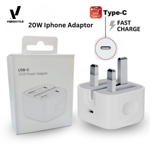 Iphone Usb-C Pd 20w Power Adapter Charger 3 Pin Uk Pin) With cable