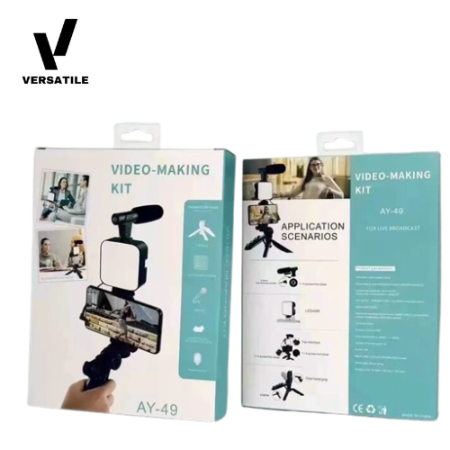AY-49 VIDEO MAKING KIT VLOGGING TRIPOD TRIPLE BAND LIGHT